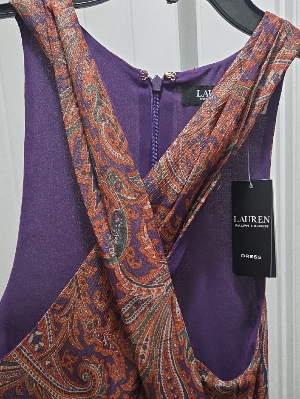 Lauren Ralph Lauren Metallic Paisley Maxi Dress in Burgundy Multi - Picture 5 of 6